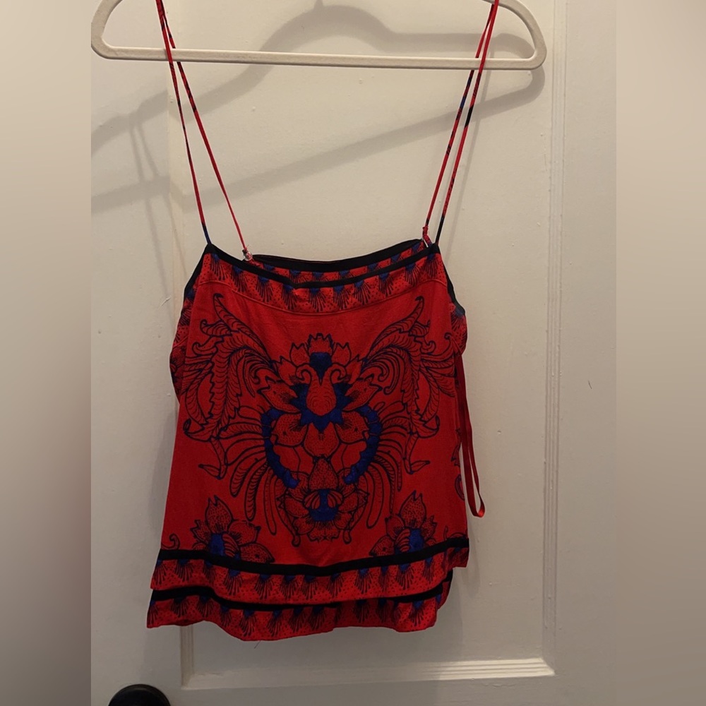 Free People Red and Blue Sleeveless floral blouse, size S|P